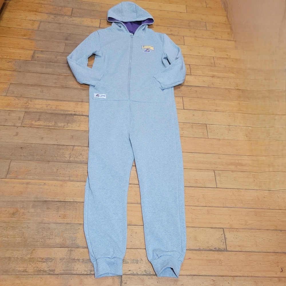 LOS ANGELES LAKERS Basketball NBA One Piece Pajamas M-L Grey Hoodie